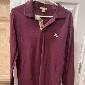 Mens Burberry Brit Long Sleeve Maroon Size Medium
